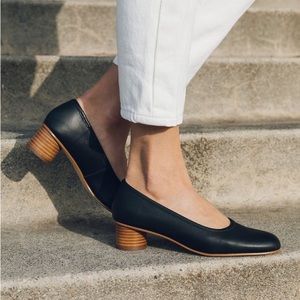 Soludos Juliette Heeled Sandal Black Round Wood Heel